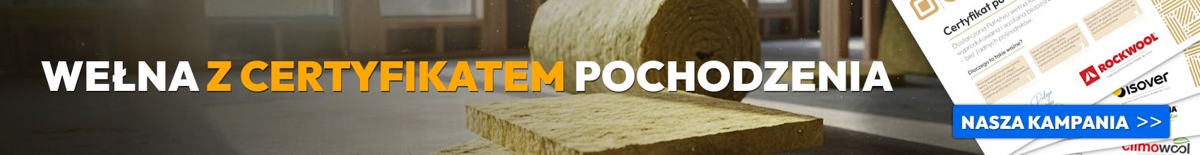 Wełna mineralna z certyfikatem - baner promocyjny Platforma Izolacji